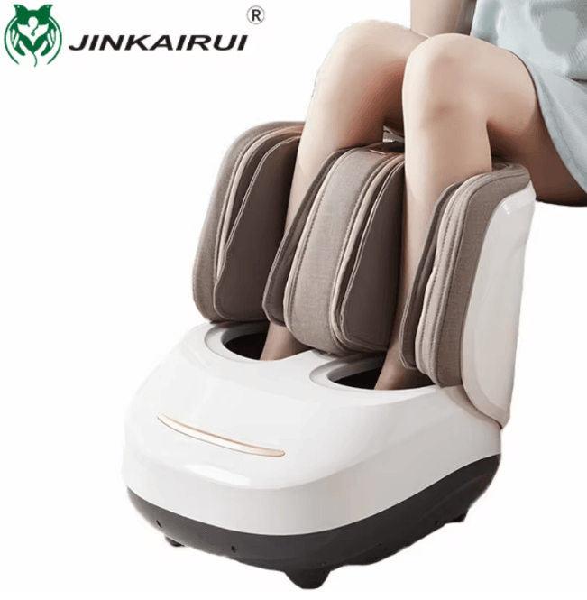Electric Calf And Foot Shiatsu Massager With Air Compression Deep Kneading Relief white us Plug