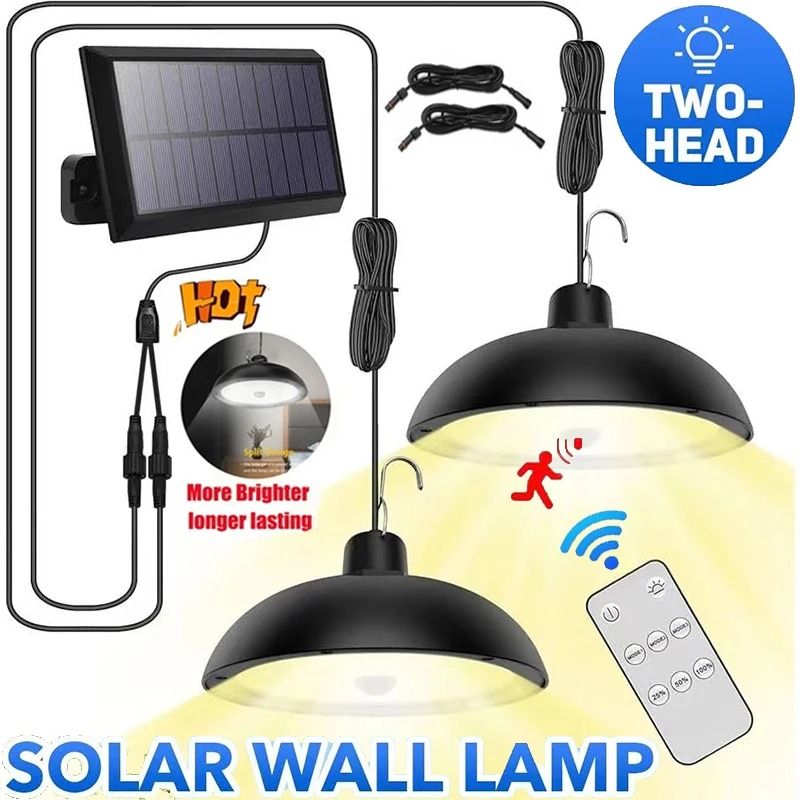 Solar Pendant Light With Remote Control Outdoor LED Chandelier warm White 1head(normal Type)