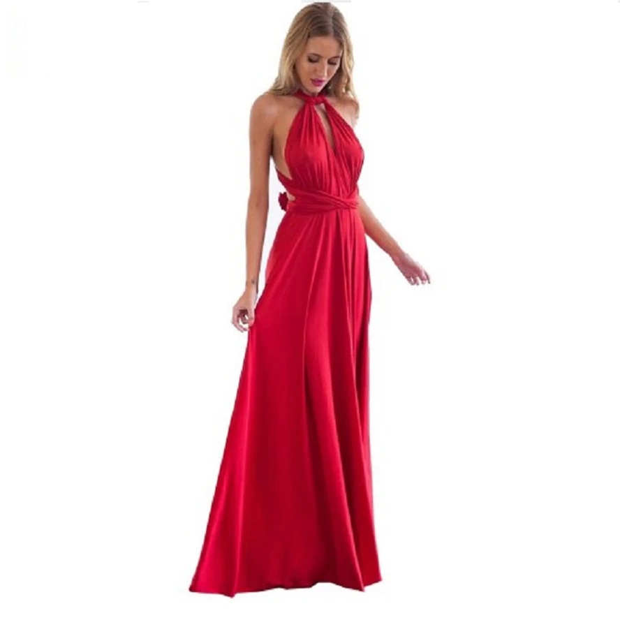 Sexy Women Multiway Wrap Convertible Boho Maxi Dress, Red Bandage Long Dress For Party Bridesmaids, Infinity Robe Longue deep Blue xl