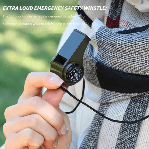 3in1 Emergency Safety Whistle Loud Survival Whistle With Mini Compass For Outdoor Adventures 5pcs