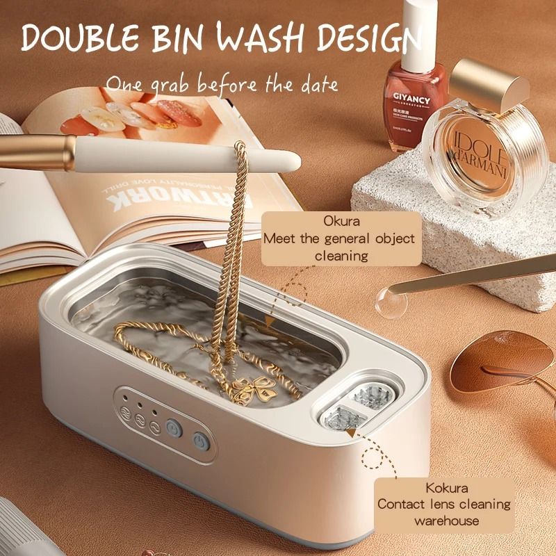 Adjustable Double Bin High Frequency Ultrasonic Cleaning Machine white