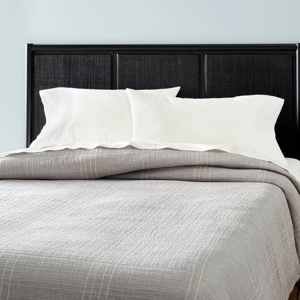 Full Queen Microstripe Matelasse Coverlet Jet Gray, Jacquard Cotton Construction, Easy Care, Hearth & Hand With Magnolia Full Queen Microstripe Matelasse Coverlet Jet Gray, Jacquard Cotton Construction, Easy Care, Hearth & Hand With Magnolia