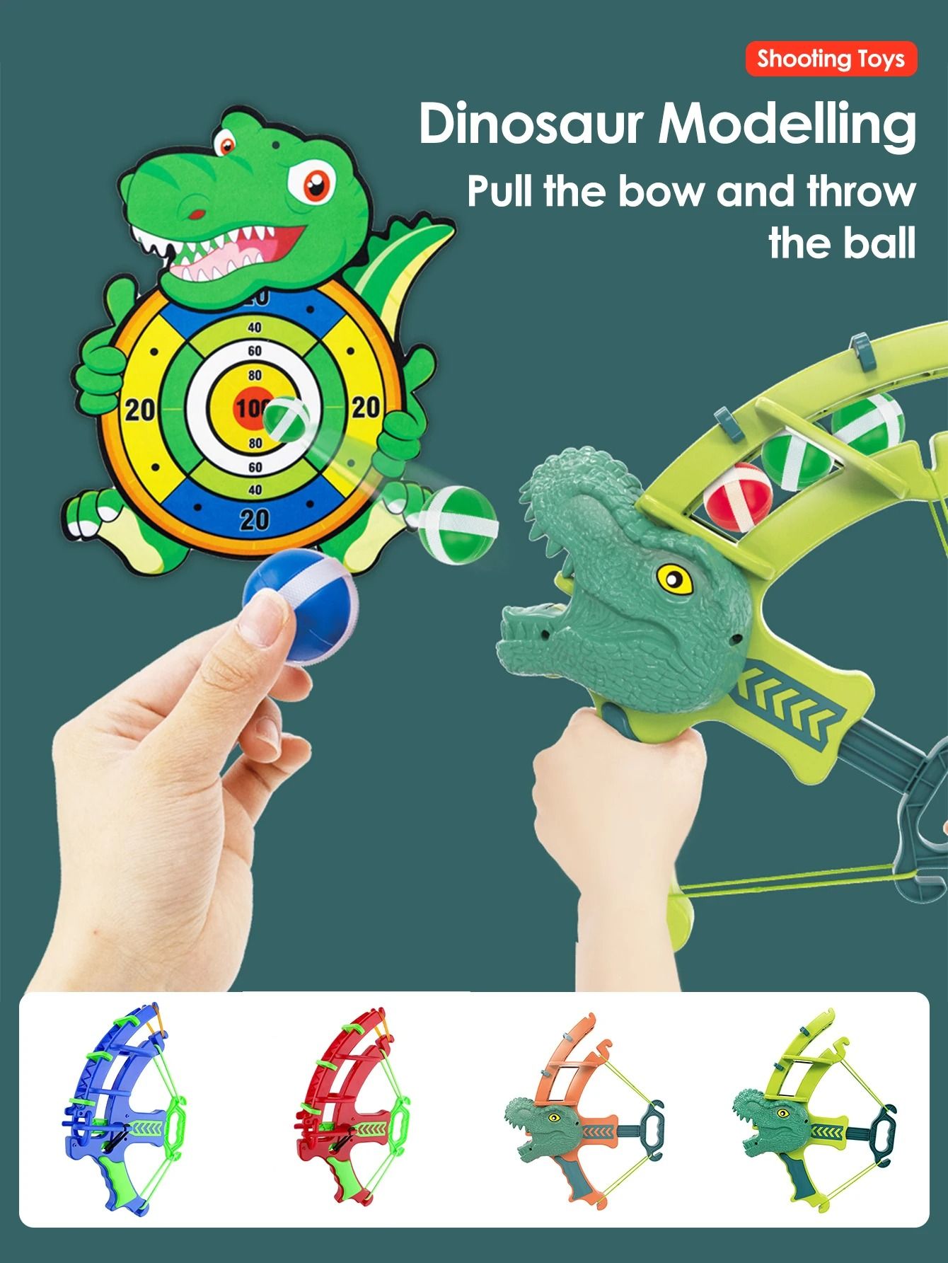 Montessori Slingshot Sticky Ball Dartboard 3 in 1 Educational Outdoor Sport Game toy Bow Set C