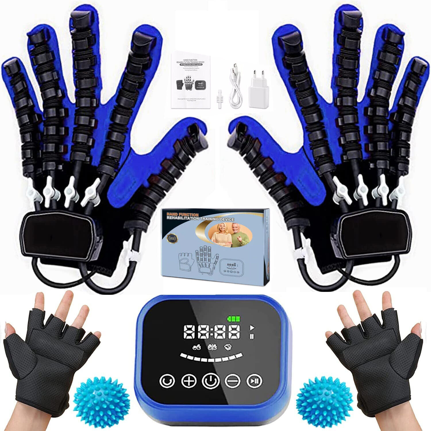 Finger Intelligent Massage Gloves, Rehabilitation Robot Glove Hand Device For Stroke Hemiplegia Recovery full Set m