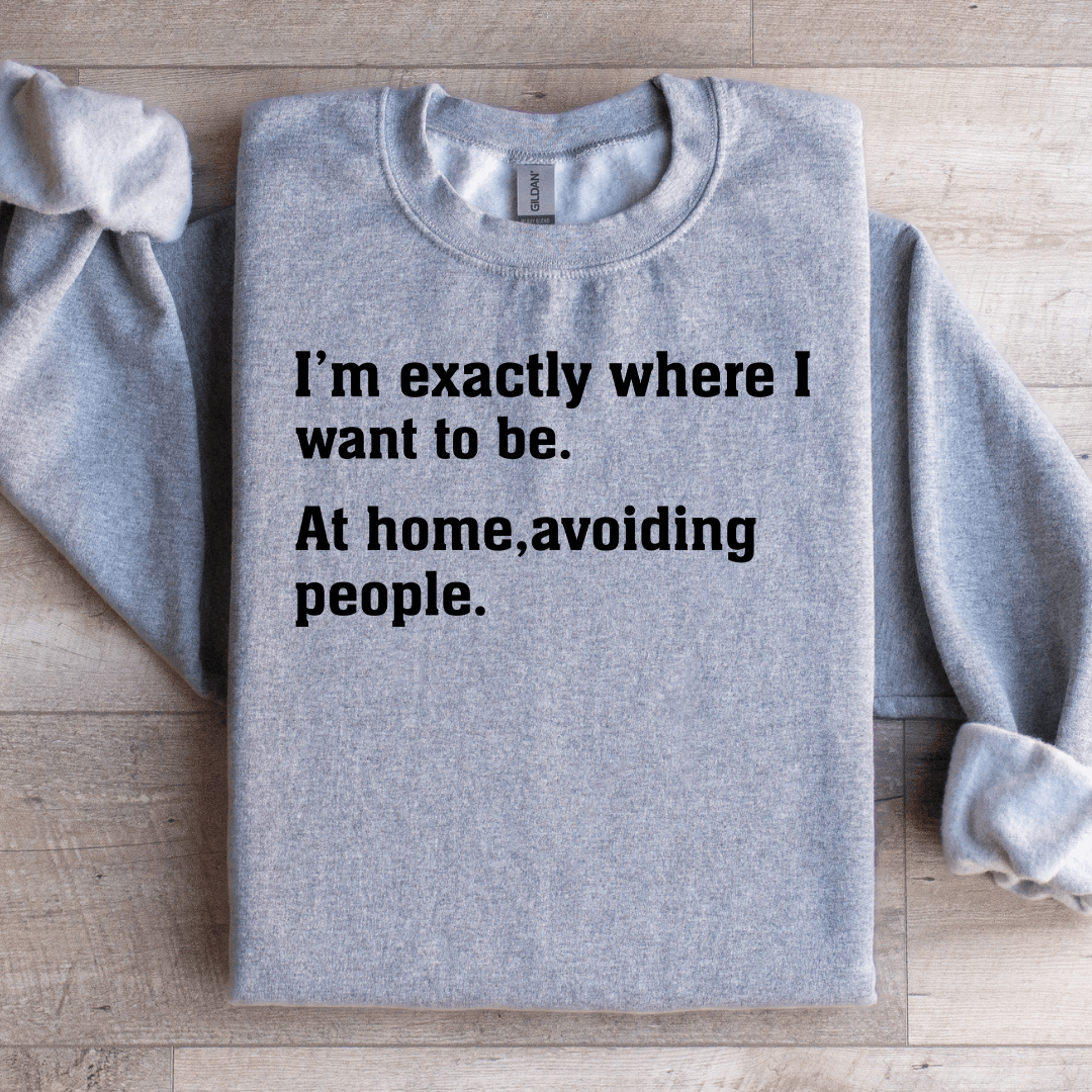 I'm Exactly Where I Want To Be At Home Sweatshirt XL Sand