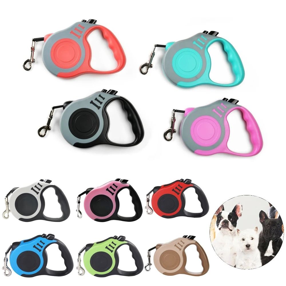 Automatic Retractable Nylon Dog Leash For Small Medium And Large Pets black Gray 5 M
