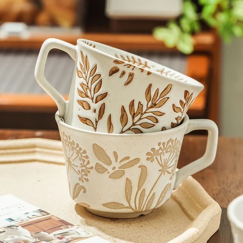 Nordic Garden Hand Painted Ceramic Mug Floral Porcelain Coffee & Tea Cup c2