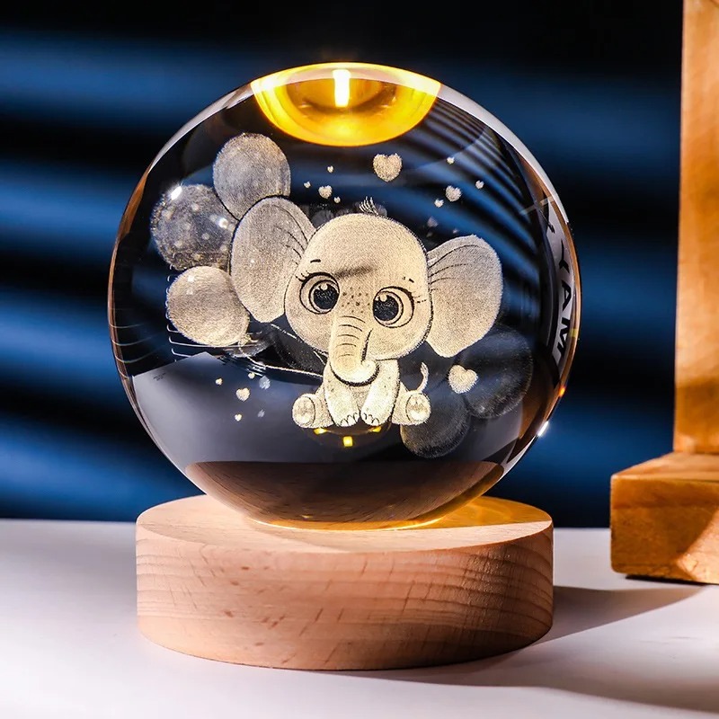 3D Crystal Ball Night Light, Pokemon, Doraemon & Hello Kitty Laser Carved Planet Perfect Birthday Gift moon