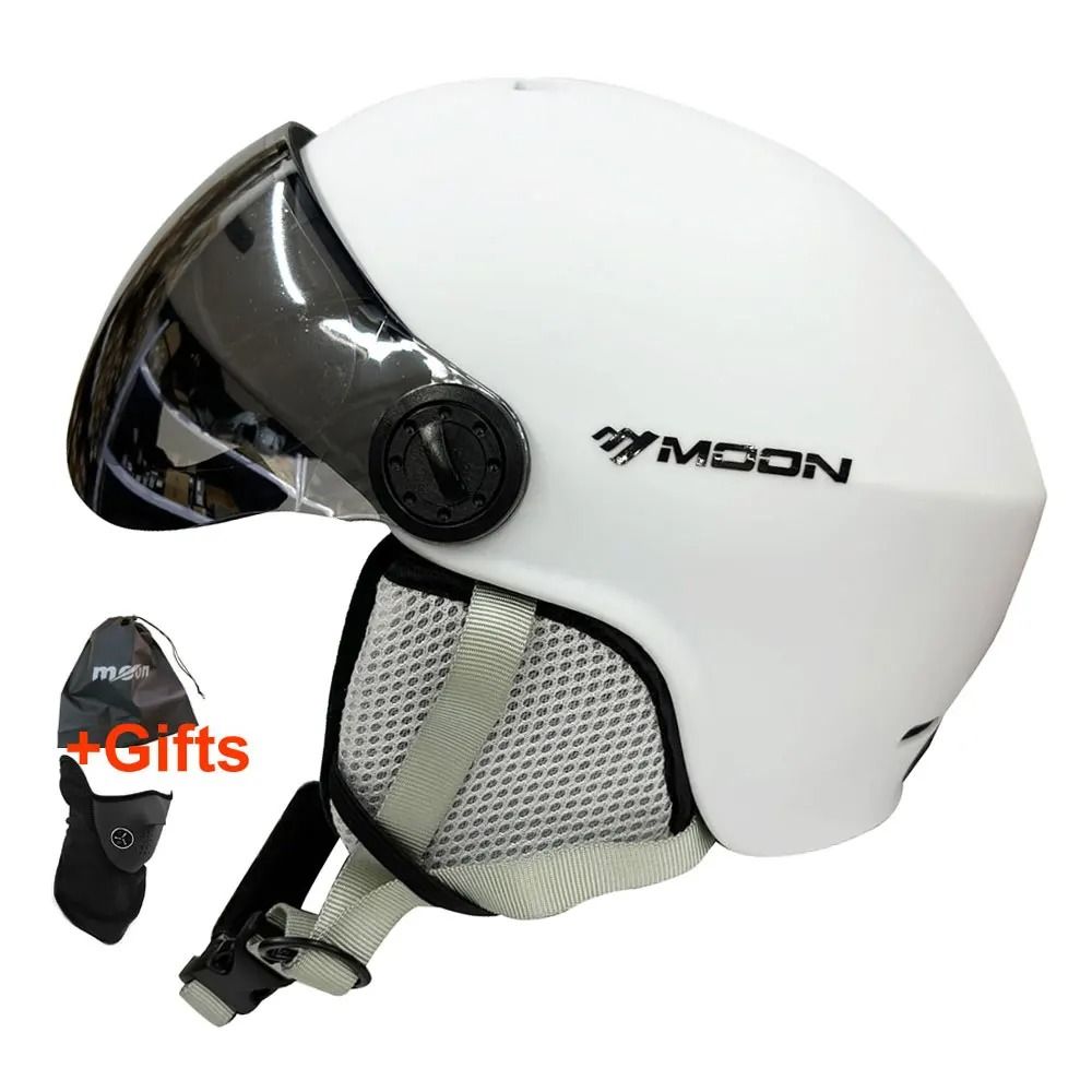 Professional Integrally Molded Snow Safety Helmet With Performance Goggles white xl