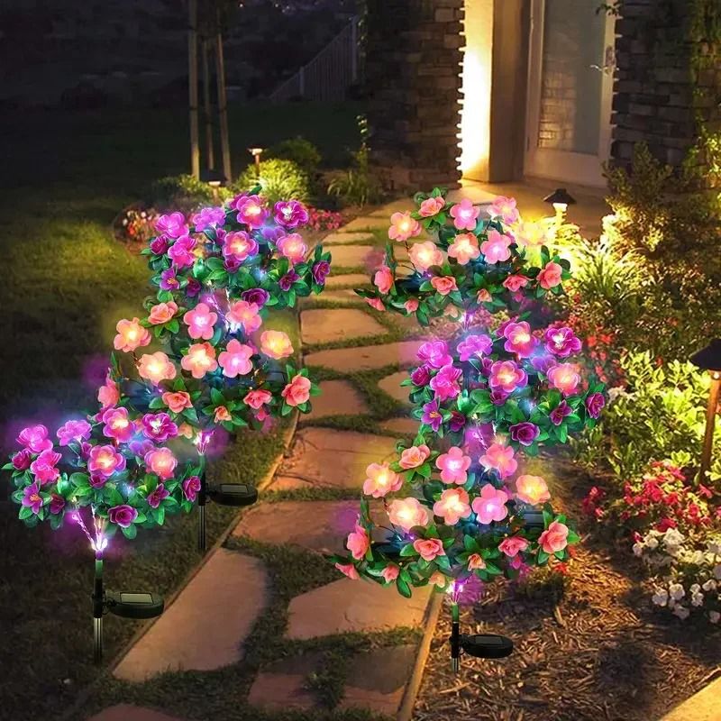 New LED Waterproof Solar Azalea Flower Lights red
