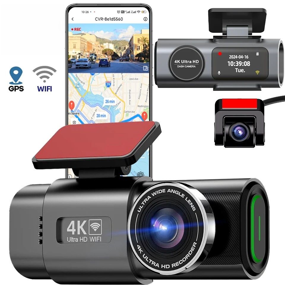 4K Mini Dashcam With GPS, WiFi, And Dual Lens System 4k Dashcam none
