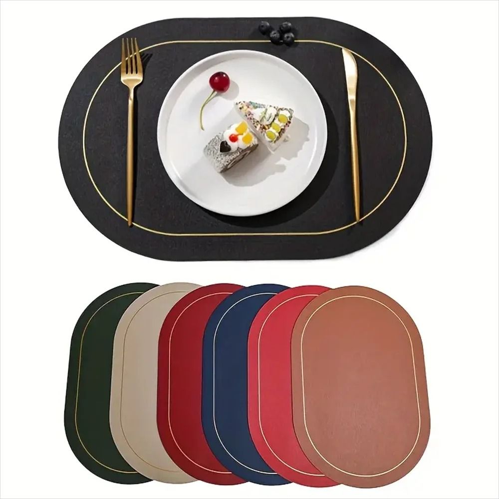 Premium Faux Leather Placemats Reversible Nordic Style Heat Resistant & Wipeable Table Mats green 4 Pcs