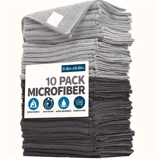 Ultra Fine Fiber Kitchen Towel Set Absorbent, Soft & Stain Removing Cloths (5 10 20 Pcs) 5 Pcs Black