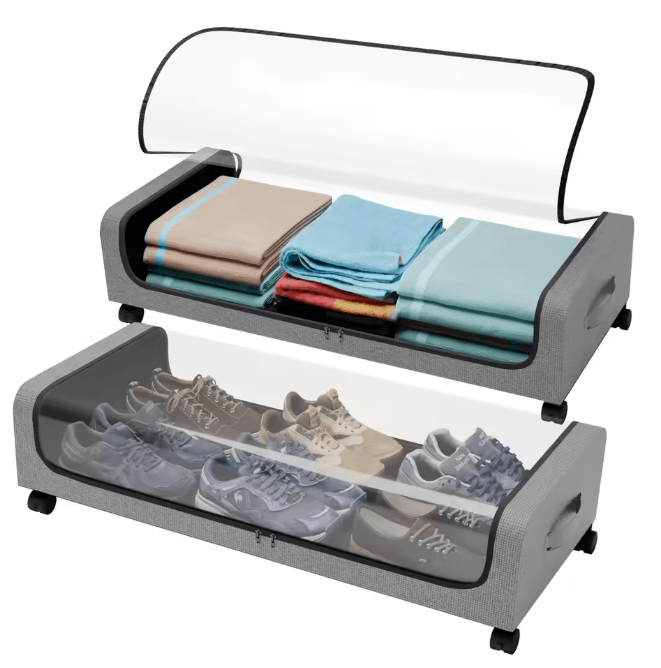 2 Pack Under Bed Storage Box With Wheels Large Capacity Rolling Storage Bin With Clear Window And Handles 2 Pack Under Bed Storage Box With Wheels Large Capacity Rolling Storage Bin With Clear Window And Handles
