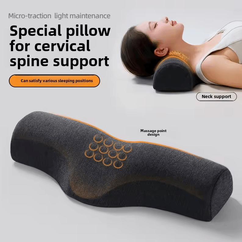 Cervical Contour Support Memory Foam Pillow Traction Neck & Shoulder Relaxing Ergonomic Sleep Pillow dark Gray