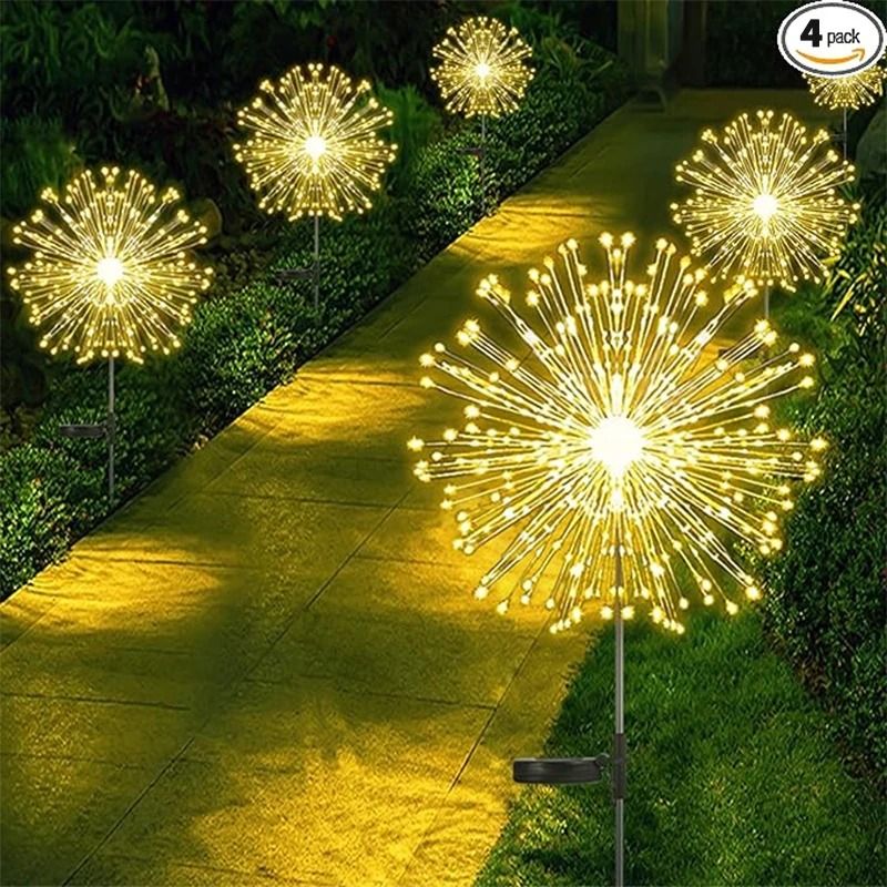 Solar LED Firework Fairy Light Outdoor Garden Decoration Yard white 90 Leds