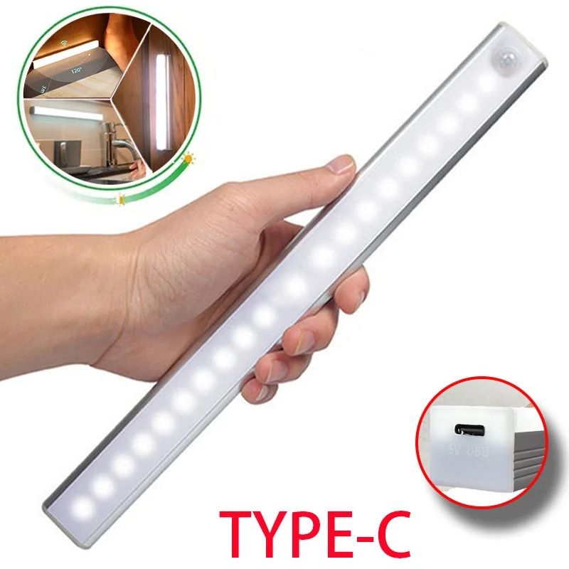 Wireless Motion Sensor LED Night Light USB Rechargeable Cabinet Lamp cold White 50 Cm 36 Led
