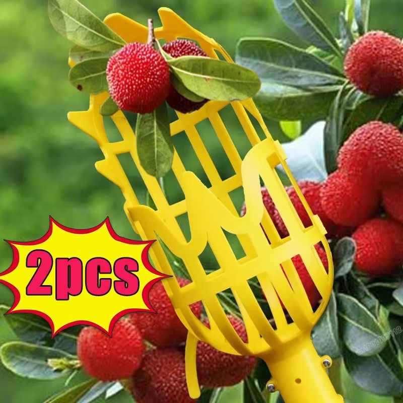 Garden Fruit Picker Tool With Basket Head For Apples, Peaches And Orchard Harvesting (1 Or 2 Pack) random 3.54x7.87in.