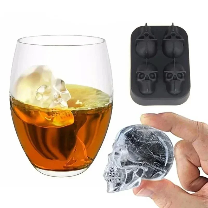 Skull Ice Block Mold, Skull Shape Whiskey Ice Block, Silicone Skull Ice Grid, Creative Ice Model For Bar black