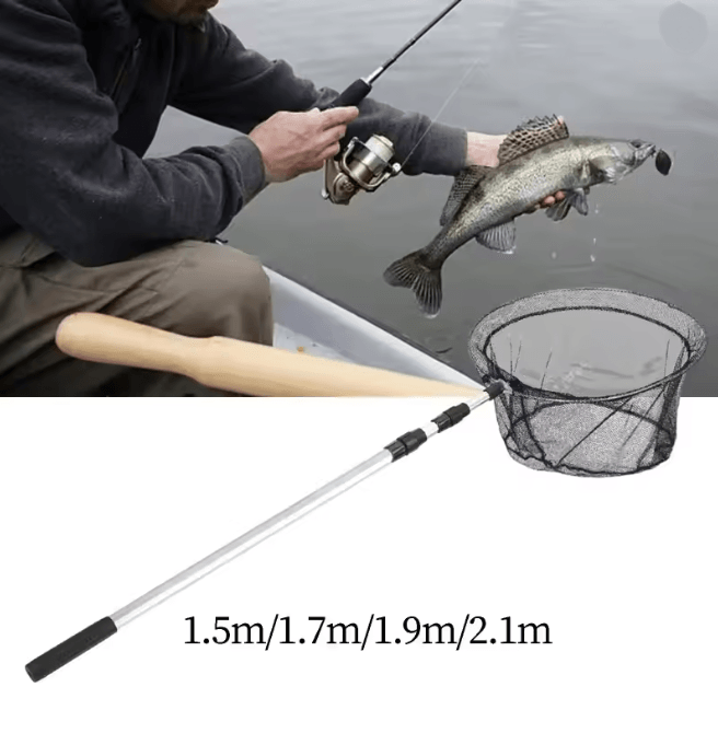 Telescopic Fishing Net Aluminum Alloy Folding Landing Net With Rubber Handle d