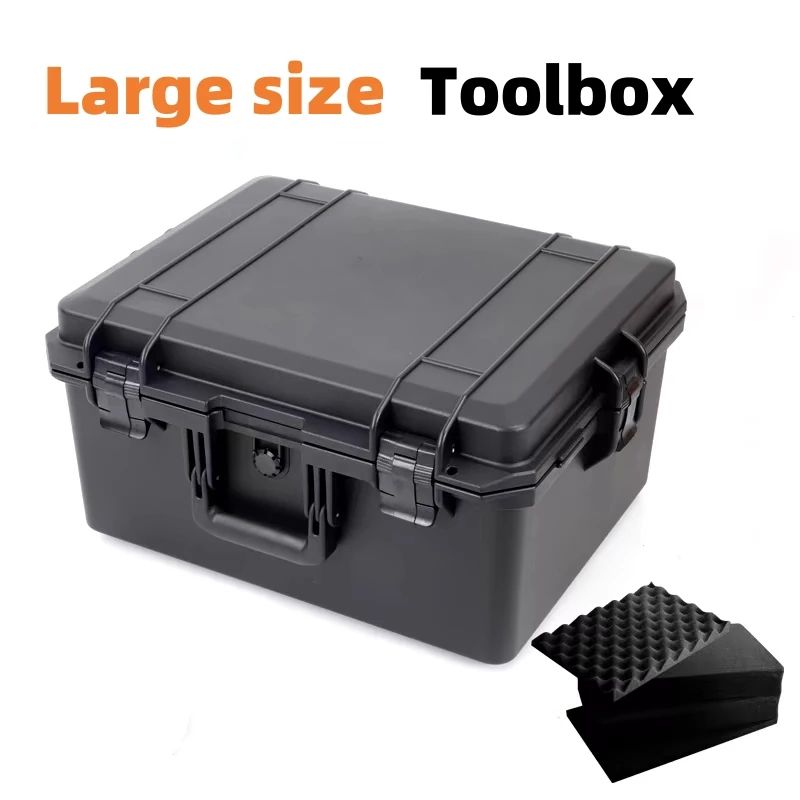 Large Waterproof ABS Hard Tool Case Toolbox With Foam Insert For Mechanics, Travel & Heavy Duty Tools Storage 11.81 9.45 3.31 In
