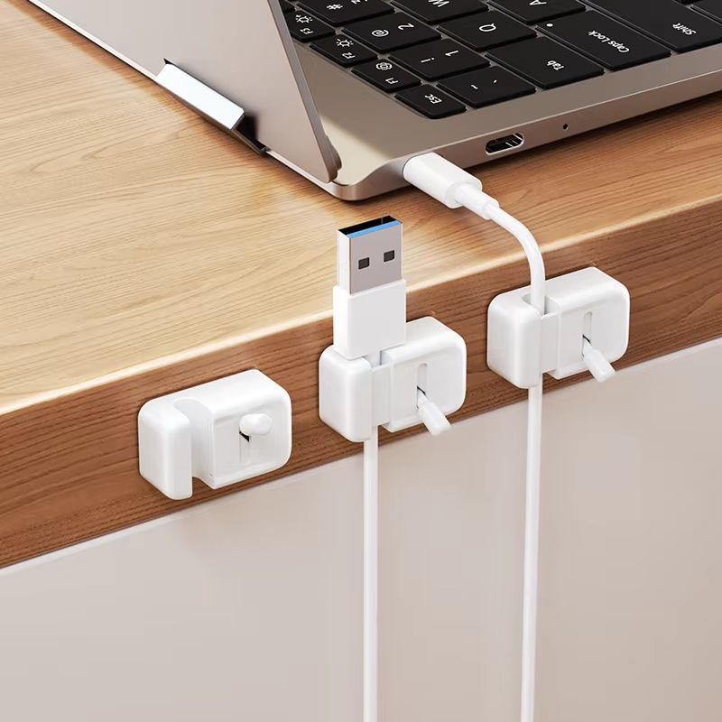 Mini Switch Lock Desk Cable Organizer 3PCS Self Adhesive Cable Clips For Clean Desktop Cord Control 3pcs white