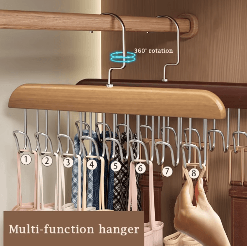 Multi Functional Bra And Accessory Hanger 1 To 3 Piece Wardrobe Organizer For Women And Men burlywood
