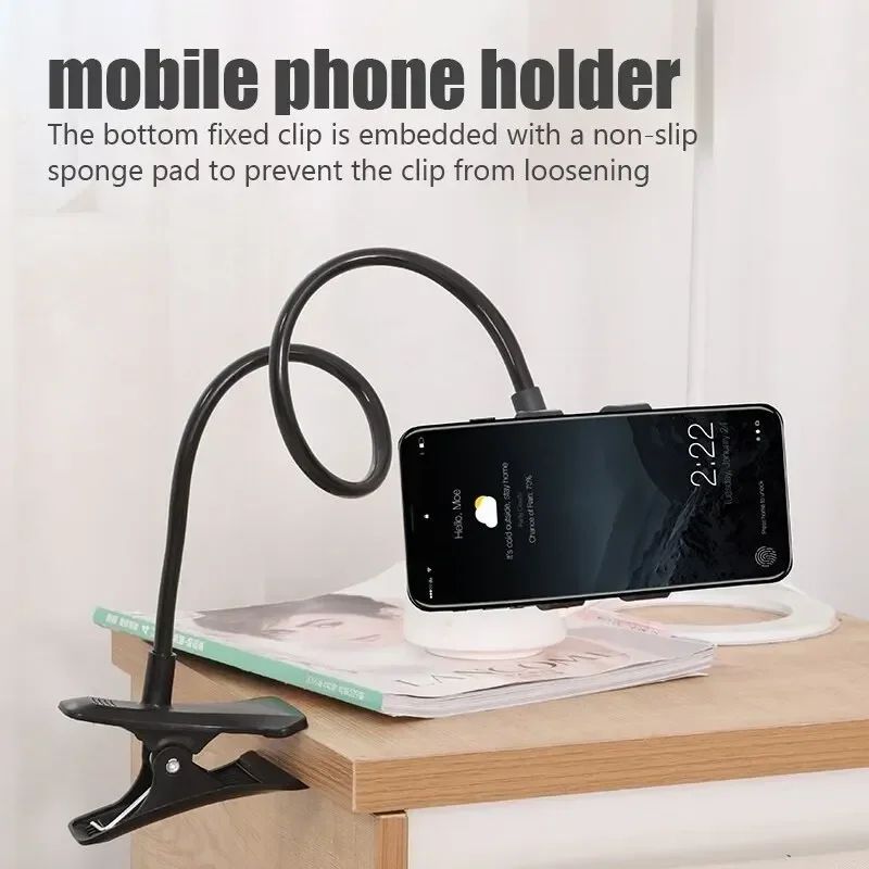 27.6 Inches Flexible Phone Holder Stand With 360 Clip Lazy Bed & Desk Mount Bracket For Smartphones, Hands Free View pink