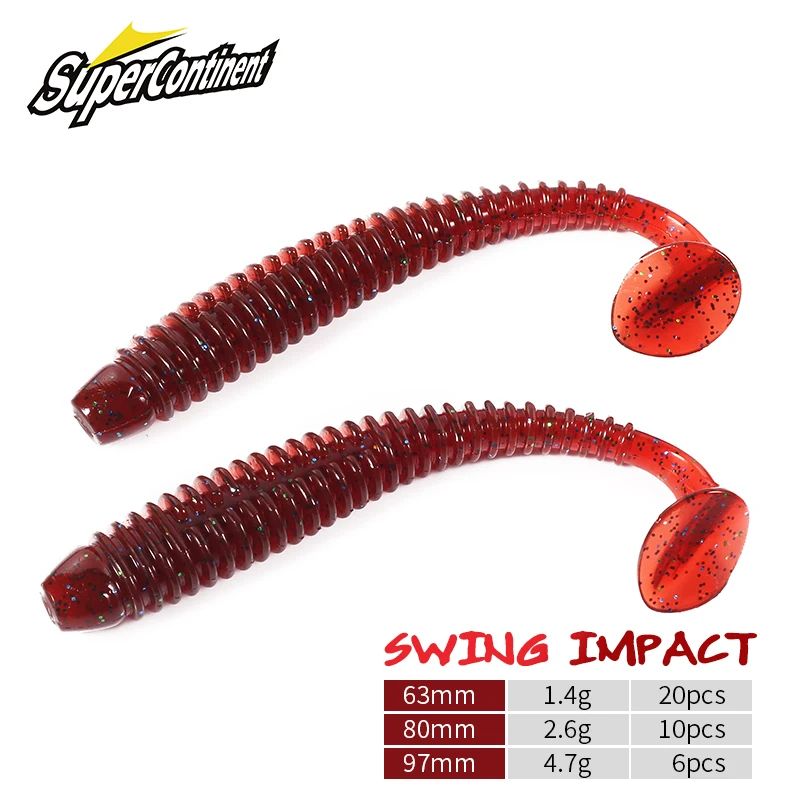 Impact Ring Shad Soft Plastic Swimbait Paddle Tail Lure Set 63mm 80mm 97mm e 97mm 6pcs