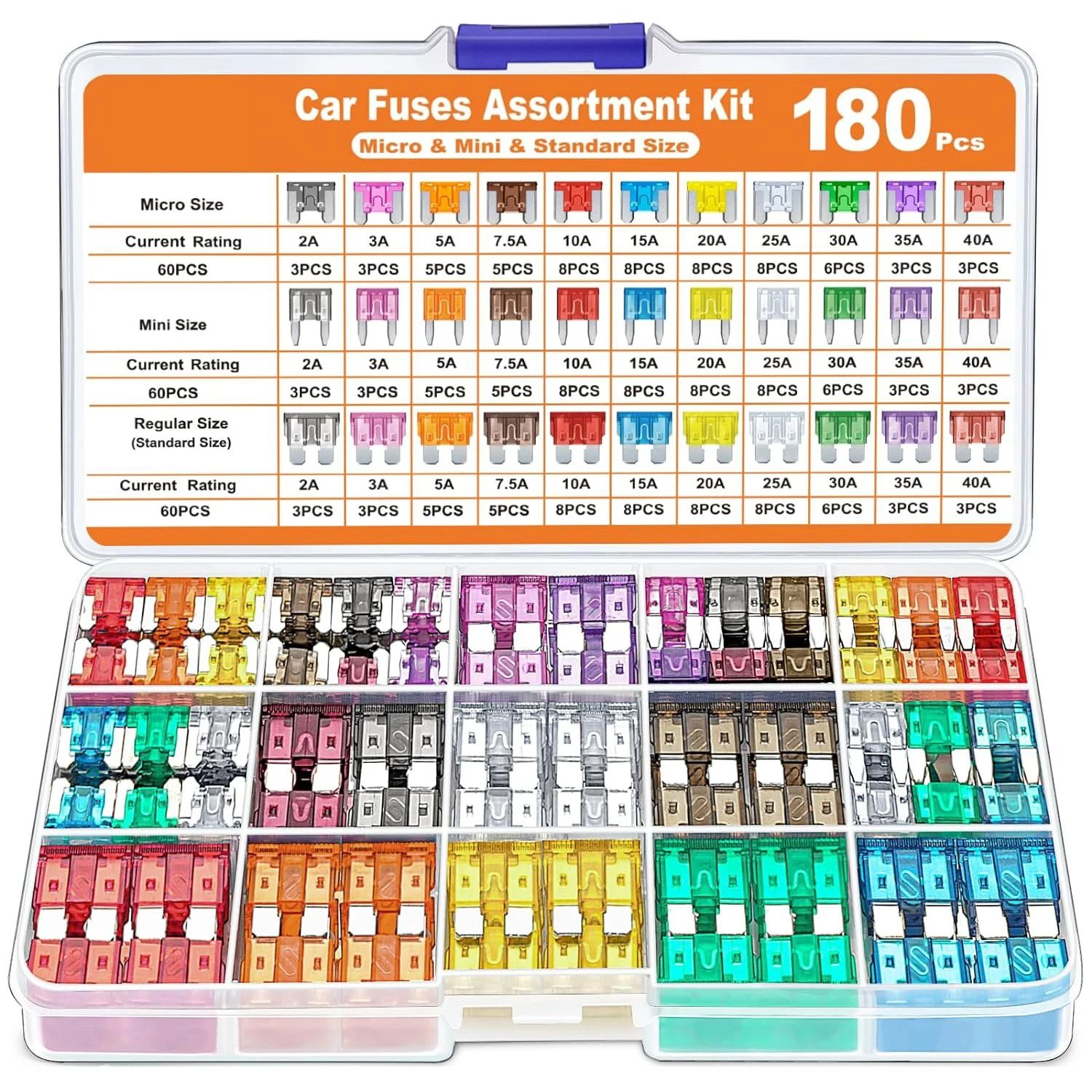180 Piece Universal Automotive Fuse Assortment Kit 180 Piece Universal Automotive Fuse Assortment Kit