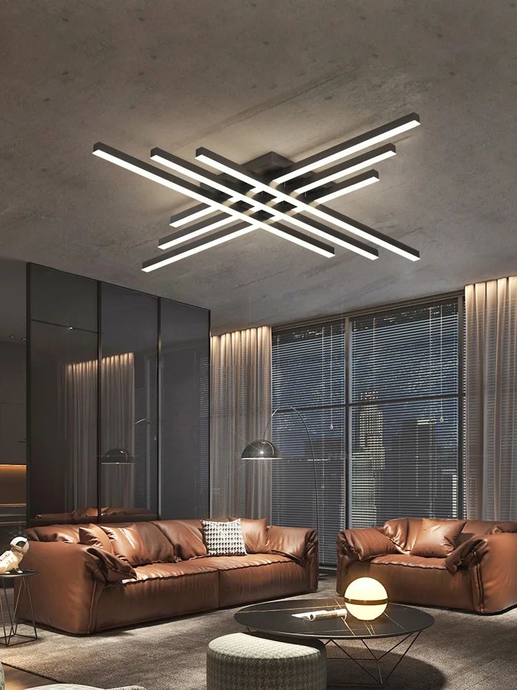 Modern Nordic Minimalist Ceiling Light black 47.24 In 4head cool White No Remote