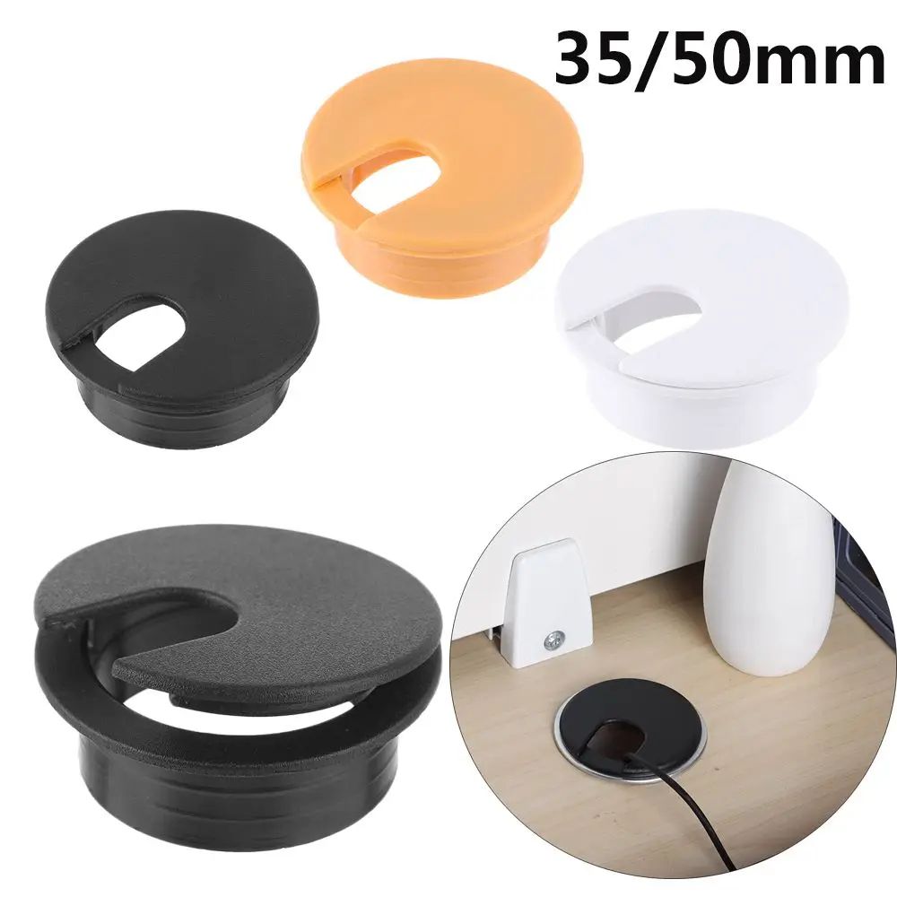 Desk Cable Grommet Hole Cover 35 50mm, Wire Pass Through Cap For Computer Table, Clean Cable Management Outlet Port 1.38 In Black