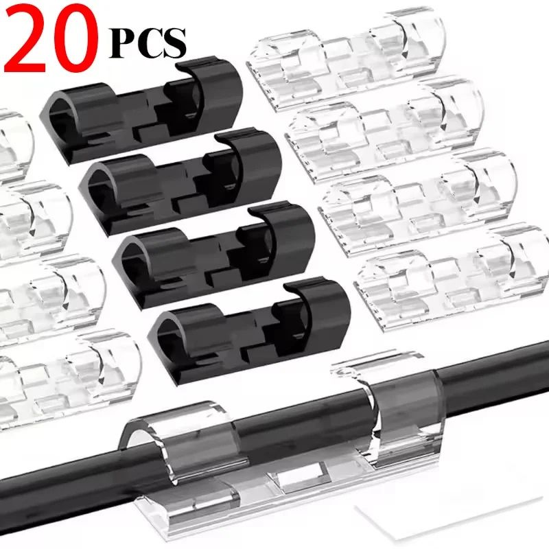 Adhesive Cable Clips 20 Pack Self Adhesive Desk & Home Cord Organizer For Clean Cable Management big Size Black 16pcs