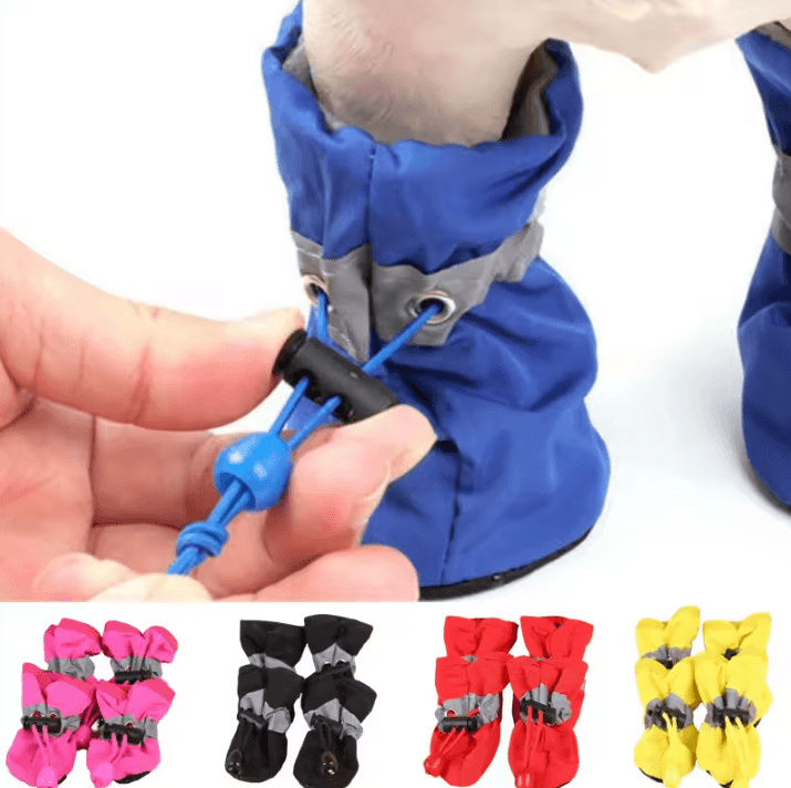 4 Piece Waterproof Dog Boots Anti Slip Pet Shoes For Small Cats & Dogs Paw Protection red xl