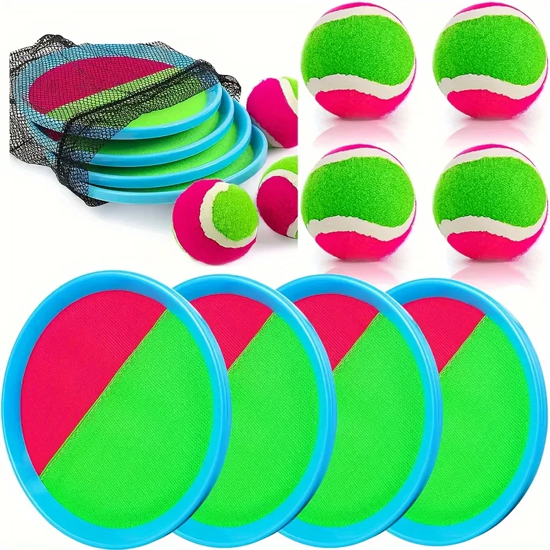 Throwing And Ball Set With Rackets And Ball, Outdoor Games, Sticky Ball Toys, Ideal Easter Gift 4 beat 4 hard Ball