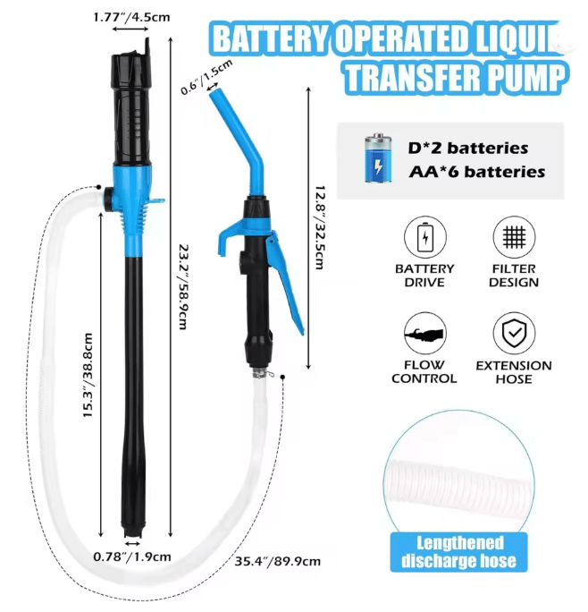 Electric Liquid Transfer Pump Fuel Water Oil Suction Pump For Vehicles And Outdoor Use blue