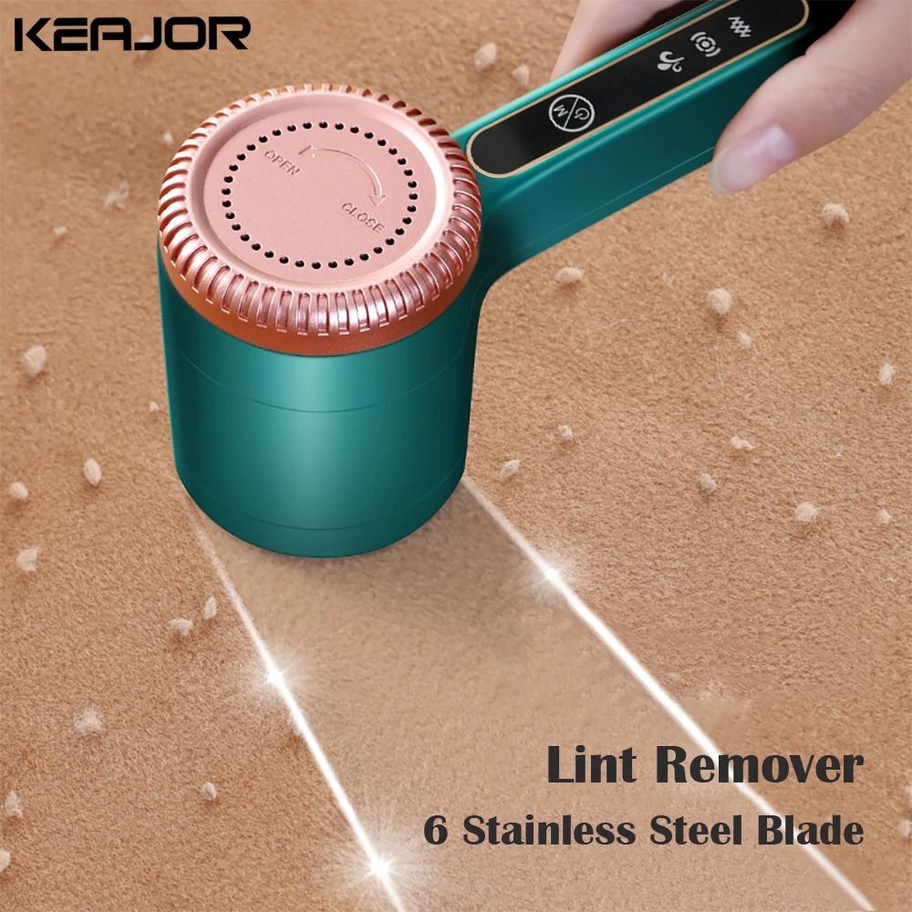 Rechargeable Electric Lint Remover Fabric Shaver For Clothes And Sweaters green with 2 Blades