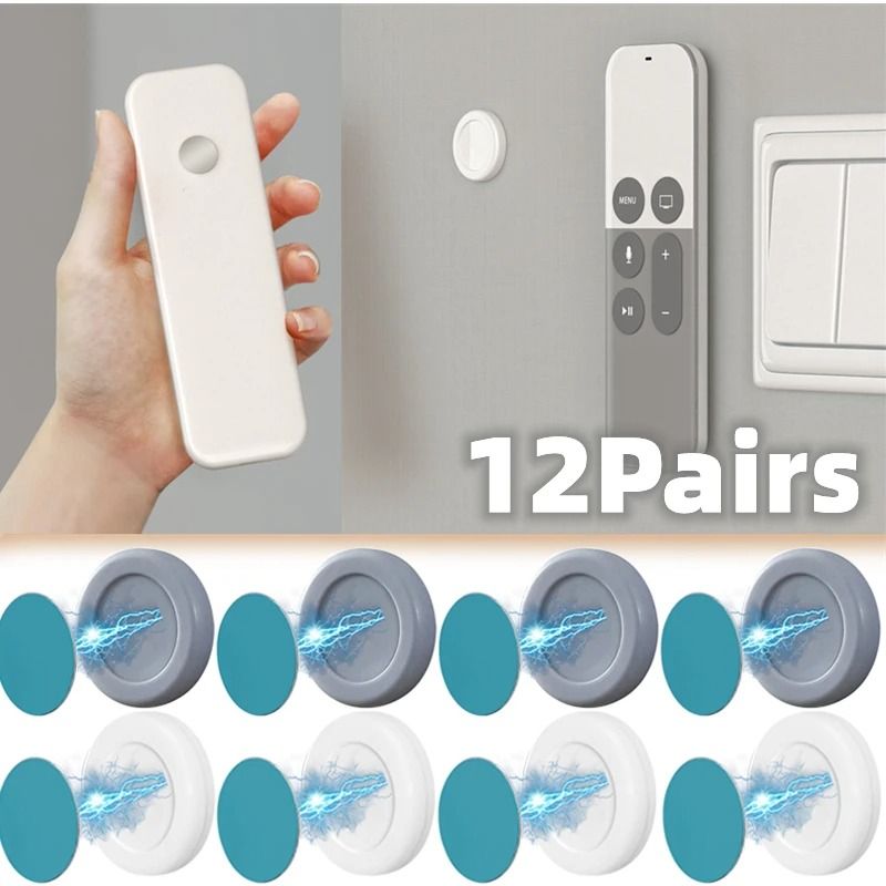 Magnetic Wall Mount Remote Control Invisible Holder And Strong Organizer Hooks 6 Pairs White