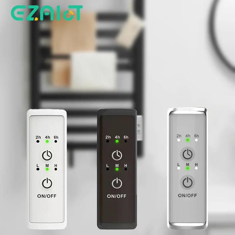 Electric Heated Towel Rack With Timer white Square Tube 1 Pc