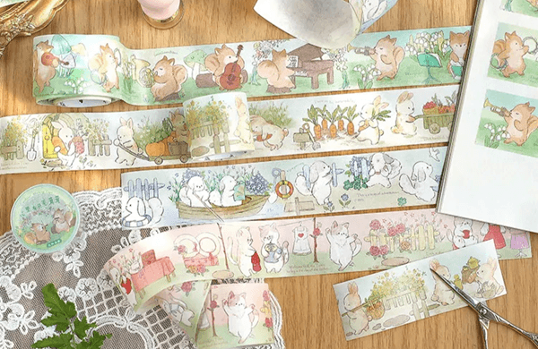 Kawaii Cartoon Animal Masking Tape For Scrapbooking Journals And Crafts style 02