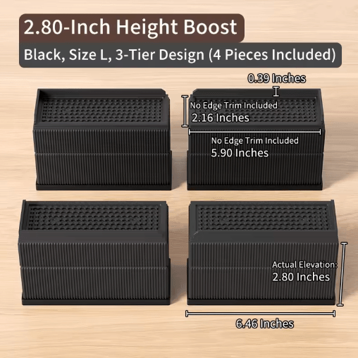 Stackable Furniture Heightening Pads Heavy Duty Anti Slip Risers For Tables Chairs And Beds black Round Xl 4pcs