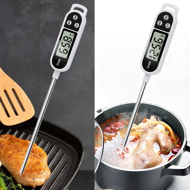 Instant Read Digital Meat Thermometer With Stainless Steel Probe For BBQ, Cooking, Milk, Oil & Liquid Temperature Instant Read Digital Meat Thermometer With Stainless Steel Probe For BBQ, Cooking, Milk, Oil & Liquid Temperature
