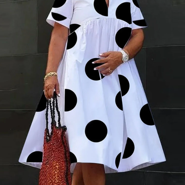 Elegant Summer Bohemian Polka Dot Maxi, V Neck Long Dress, Party Sundress, Vestido Beach Robe black 2xl