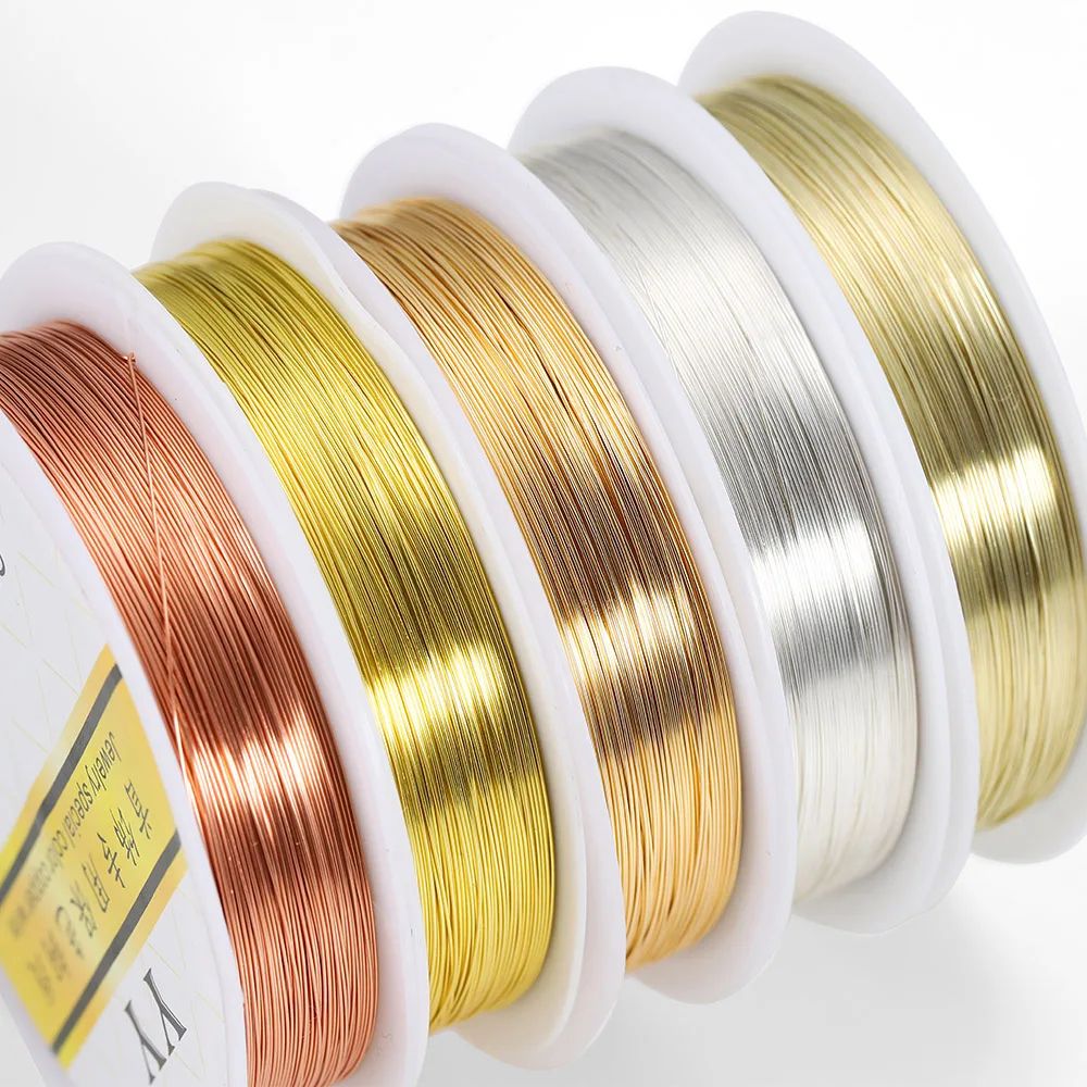 Gold Plated Beading Wire Copper Cord Roll (0.21.0mm) For DIY Jewelry Making light Gold 0.8mm X 2.5m