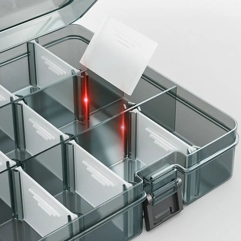 Thickened Transparent Tool Parts Organizer Box With Removable Grid Compartments For Screws Drill Bits & Hardware 8