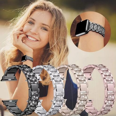 Bling Crystal Strap For Apple IWatch, Stainless Steel Watch Band Case, Compatible With Apple Watch Ultra Series retro Gold for Apple Watch 38 40mm