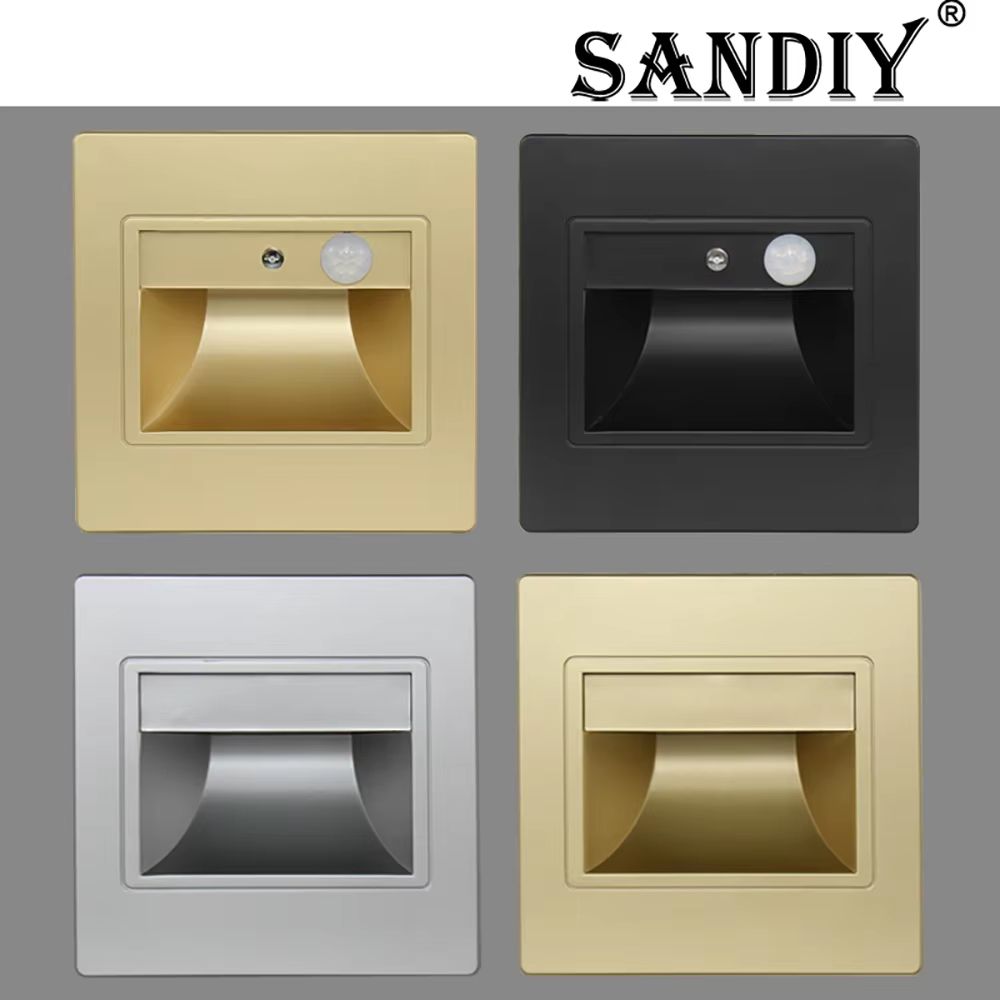 Smart Motion Sensor Recessed Stair & Wall Light With Voice Activation motion Sensor Gold 1.5w cool White(5500 7000k)