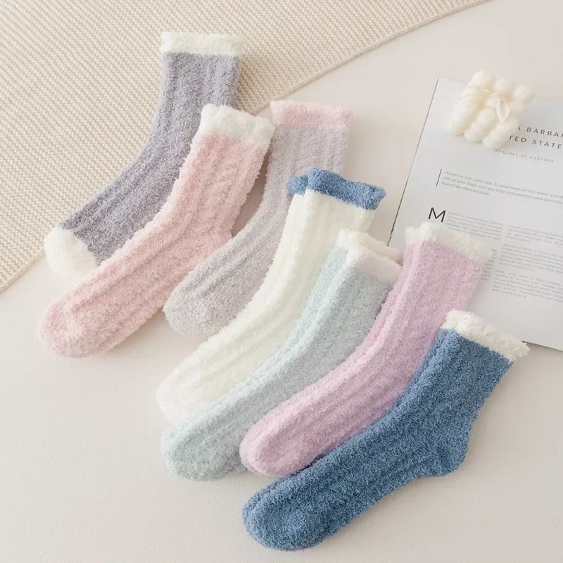 Womens Fuzzy Winter Socks Thick Thermal Slipper Set 03 Mix Colors 35 39 4 Pairs