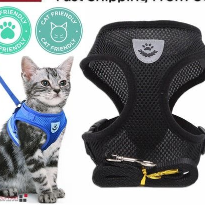 Adjustable Cat Dog Harness, Reflective Control Vest, Leash For Dogs, Pet Safety green l