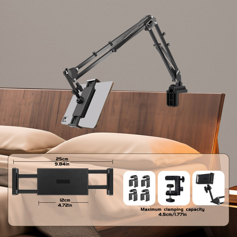 Long Arm Adjustable Bed Tablet Holder Rotatable Desktop Bracket Clamp b
